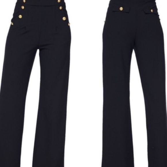 Sailor Style with Gold Buttons Wide Leg Pants  Size Small Only - Picture 2 of 3